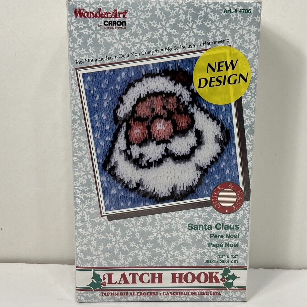 Wonderart Caron Latch Hook Santa Claus Rug Kit 4706 Christmas 12"x12" Sealed